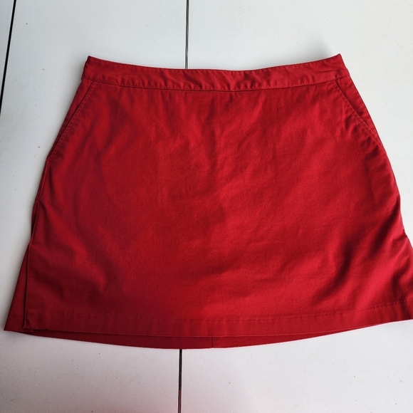 Adidas Women's Golf Skort Skirt Stretch Red Athletic Zip 3 Pockets Size 12 - Picture 1 of 9